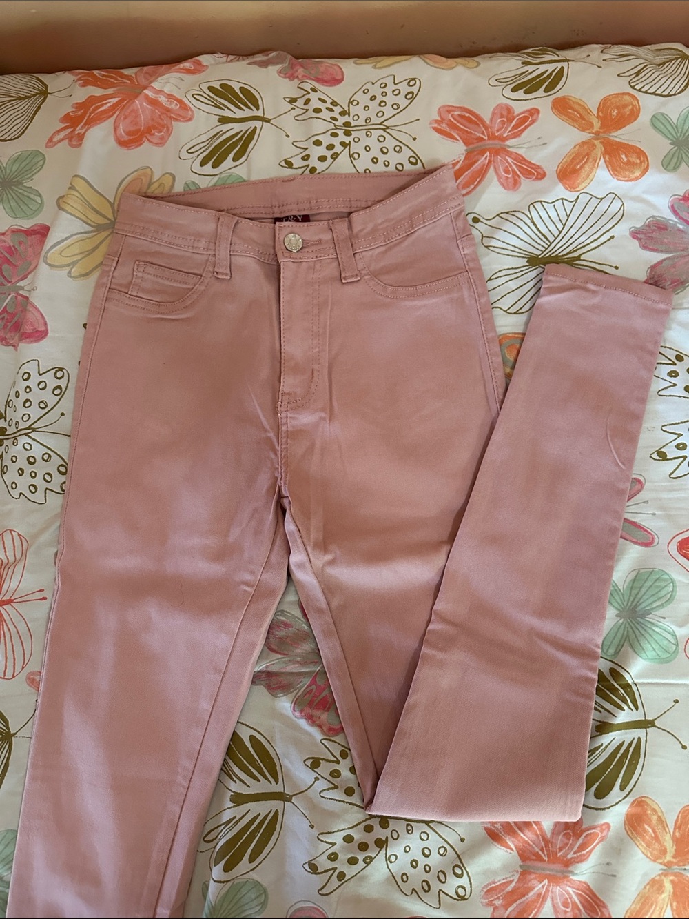High-Rise Skinny Jeans in Blush Pink